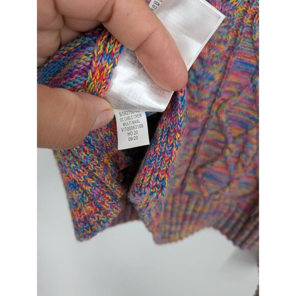 Gap Chunky Knit Sweater Women Size S Tall Pullover Fisherman Rainbow Y2K Cottage - Picture 8 of 8